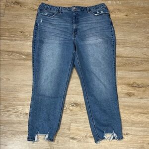 Sofia by Sofia Vergara Distressed Blue Ankle Jeans